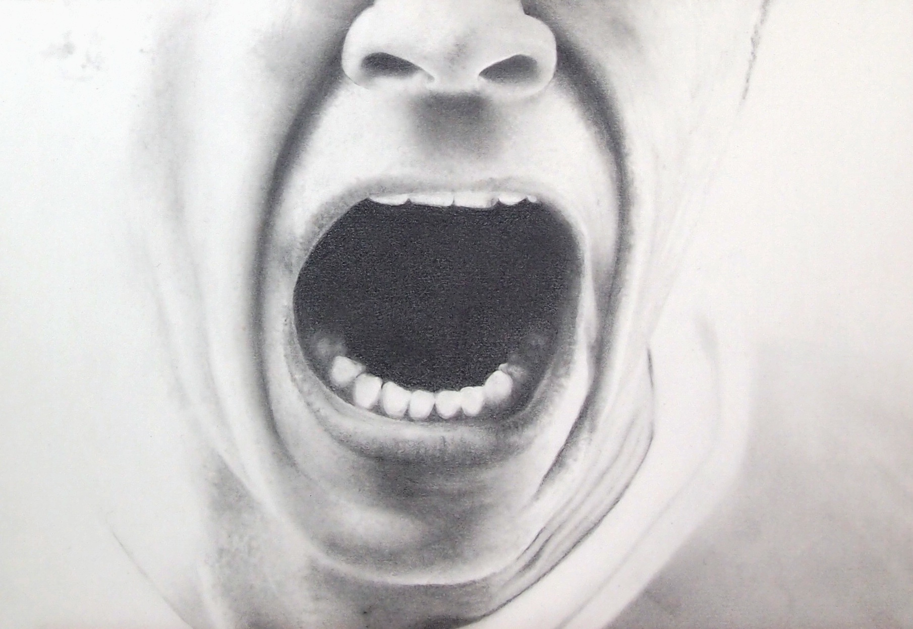 "Scream", dessin aux crayons sur papier 220 g., au format 21 x 29,7 cm